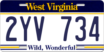 WV license plate 2YV734