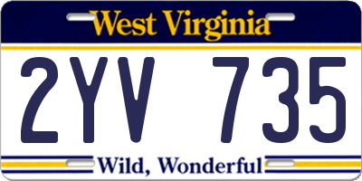 WV license plate 2YV735