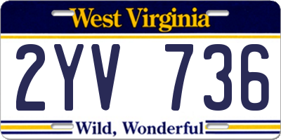 WV license plate 2YV736