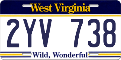WV license plate 2YV738