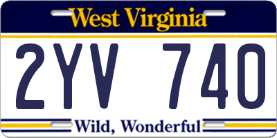 WV license plate 2YV740