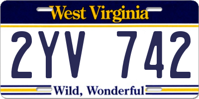 WV license plate 2YV742