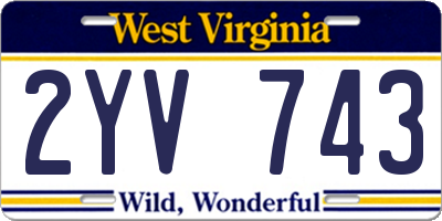 WV license plate 2YV743