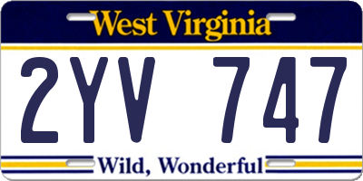 WV license plate 2YV747