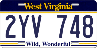 WV license plate 2YV748