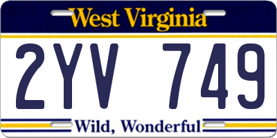 WV license plate 2YV749