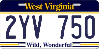 WV license plate 2YV750