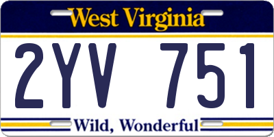 WV license plate 2YV751
