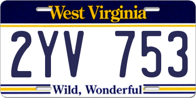 WV license plate 2YV753