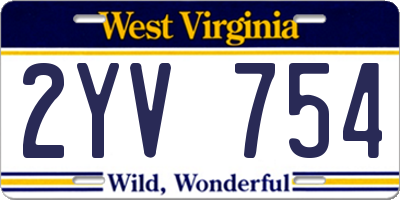 WV license plate 2YV754