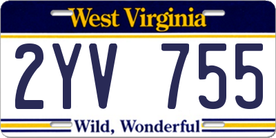 WV license plate 2YV755