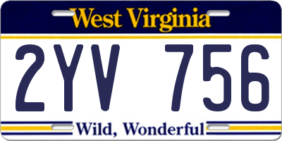 WV license plate 2YV756