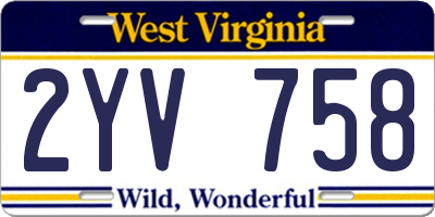 WV license plate 2YV758