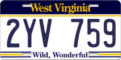 WV license plate 2YV759
