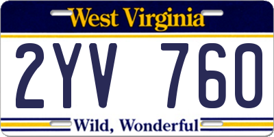 WV license plate 2YV760