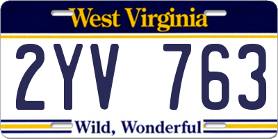 WV license plate 2YV763