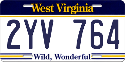 WV license plate 2YV764