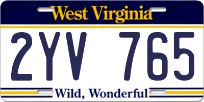 WV license plate 2YV765
