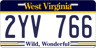 WV license plate 2YV766
