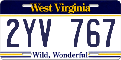 WV license plate 2YV767