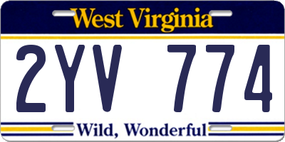 WV license plate 2YV774