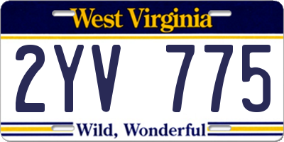 WV license plate 2YV775