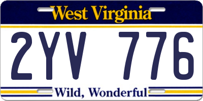 WV license plate 2YV776