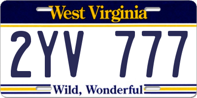 WV license plate 2YV777
