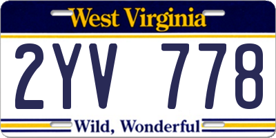 WV license plate 2YV778