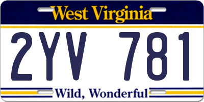 WV license plate 2YV781