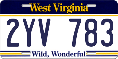 WV license plate 2YV783