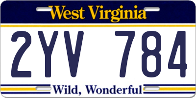 WV license plate 2YV784