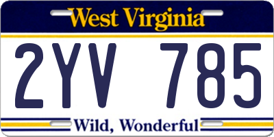 WV license plate 2YV785