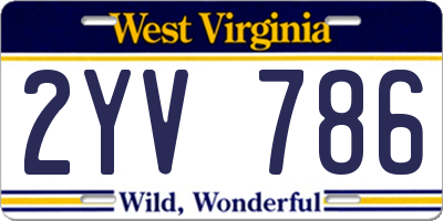 WV license plate 2YV786