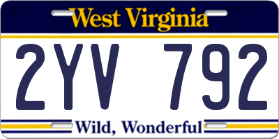 WV license plate 2YV792