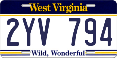 WV license plate 2YV794
