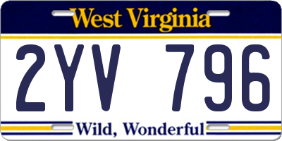 WV license plate 2YV796