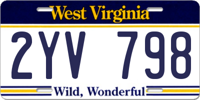 WV license plate 2YV798