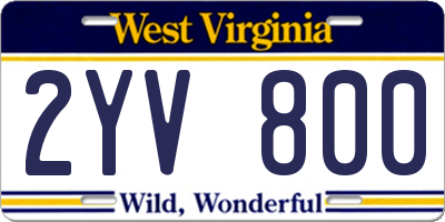 WV license plate 2YV800