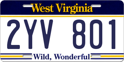 WV license plate 2YV801