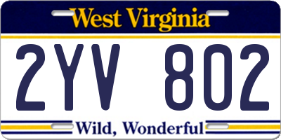 WV license plate 2YV802