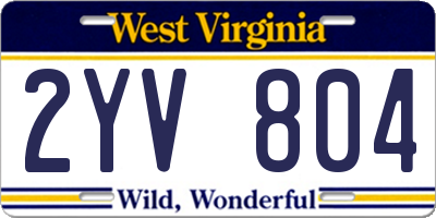 WV license plate 2YV804