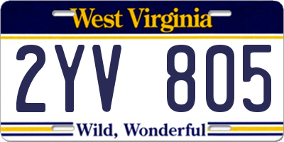 WV license plate 2YV805