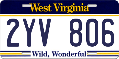WV license plate 2YV806