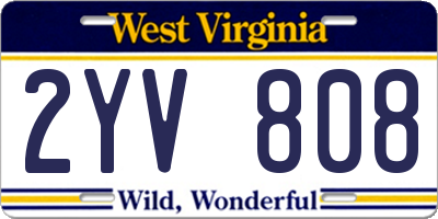 WV license plate 2YV808