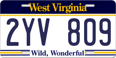 WV license plate 2YV809