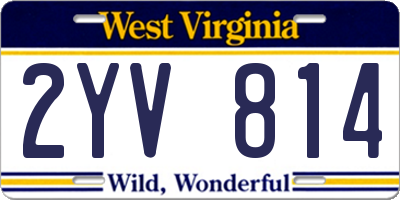 WV license plate 2YV814