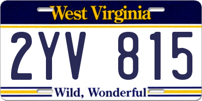 WV license plate 2YV815