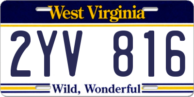 WV license plate 2YV816