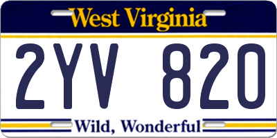 WV license plate 2YV820